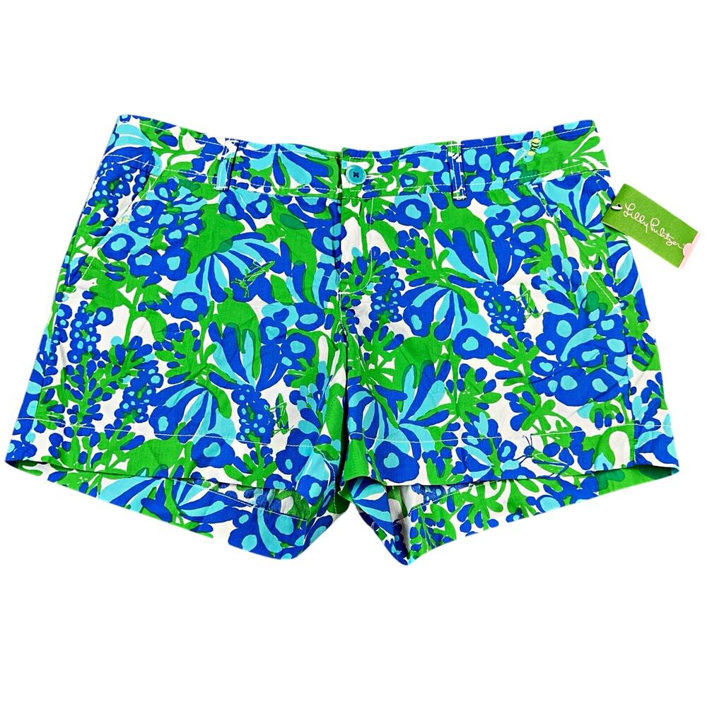 Lilly Pulitzer Callahan Shorts Bee in Your Bonnet Print Green Grasshopper 14